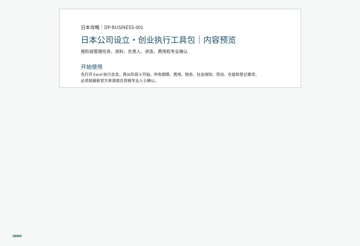 日本公司创业执行总览部分预览